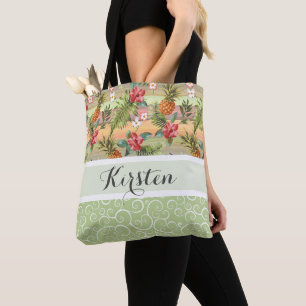 Tote Bag Motif coloré à fleur d'ananas tropical