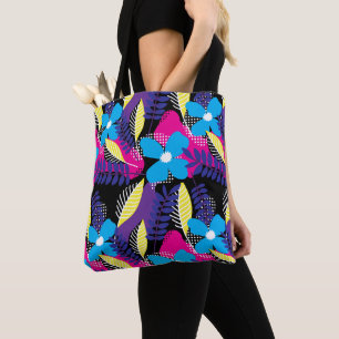 Tote Bag Motif coloré à la florale et au point chic avec to