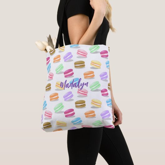 Tote Bag motif coloré de macarons (De près)