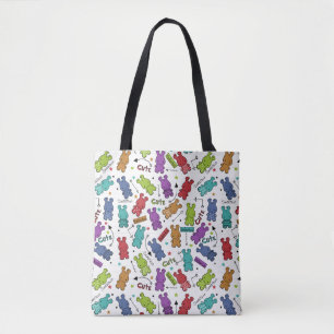 Tote Bag Motif coloré d'hippopotame de bande dessinée