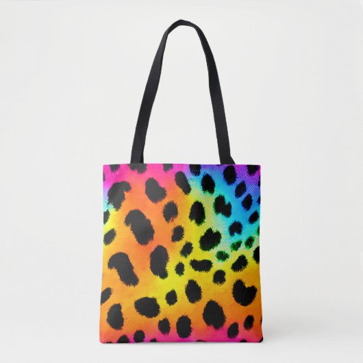 Tote Bag Motif coloré Rainbow Cheetah sans couture (Devant)