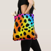 Tote Bag Motif coloré Rainbow Cheetah sans couture (De près)