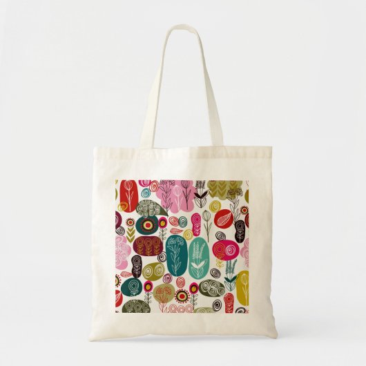 Tote Bag Motif coloré simple main dessinée Fleurs rétro (Devant)