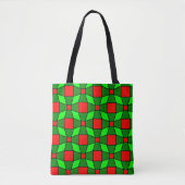 Tote Bag Motif complexe rouge et vert (Devant)