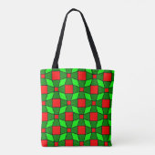 Tote Bag Motif complexe rouge et vert (Dos)
