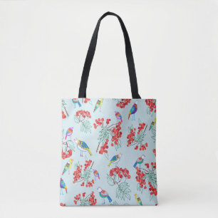 Tote Bag motif composé d'oiseaux et de baies