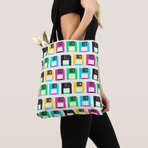 Tote Bag Motif couleur  de pixels de disquette rétro
