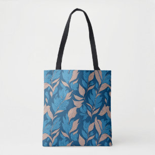 Tote Bag Motif couleur Indigo avec plumes