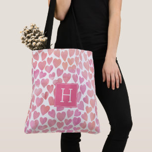 Tote Bag Motif couleur rose des coeurs