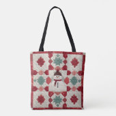 Tote Bag Motif courbé Snowman Rouge Blanc Vert (Dos)
