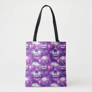 Tote Bag Motif crâne avec lunettes de soleil violettes