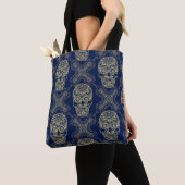 Tote Bag Motif crâne multicolore Boho. (De près)