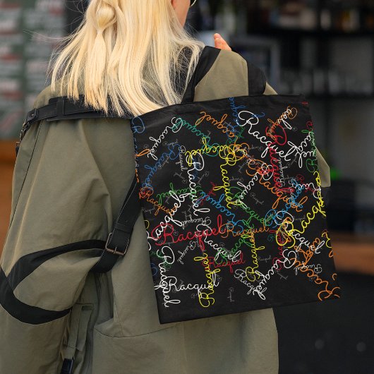 Tote Bag Motif créatif de noms colorés