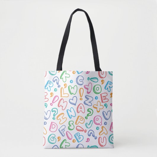 Tote Bag motif d'alphabet (Devant)