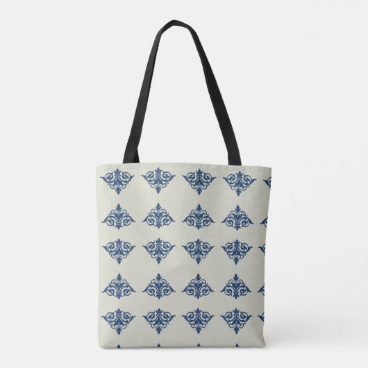 Tote Bag Motif damassé bleu (Dos)