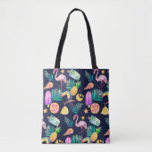 Tote Bag Motif d'ananas aux oiseaux tropicaux (Devant)