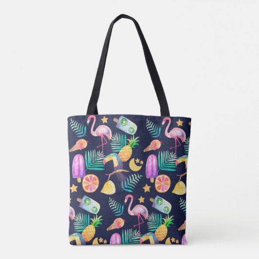 Tote Bag Motif d'ananas aux oiseaux tropicaux (Dos)