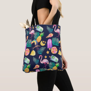 Tote Bag Motif d'ananas aux oiseaux tropicaux