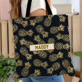 Tote Bag Motif d'ananas bleu marine
