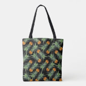 Tote Bag Motif d'ananas tropical sur noir (Dos)