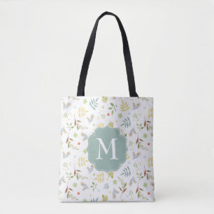 Tote Bag Motif d'aquarelle de région boisée du lapin   de