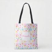 Tote Bag Motif d'aquarelle douce Coeurs et Cupcakes (Devant)
