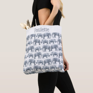 Tote Bag Motif d'aquarelle Elephant Rhino