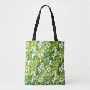 Tote Bag Motif d'aquarelle Feuille de banane tropicale