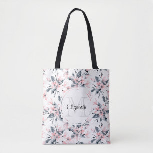 Tote Bag Motif d'aquarelle rose et gris