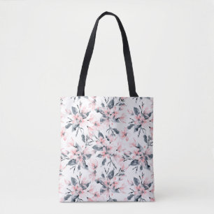 Tote Bag Motif d'aquarelle rose et gris