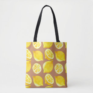 Tote Bag Motif d'aquarelle transparente avec citrons
