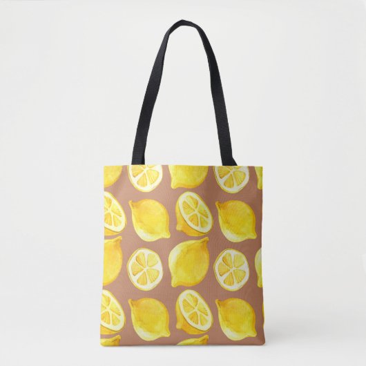 Tote Bag Motif d'aquarelle transparente avec citrons (Devant)