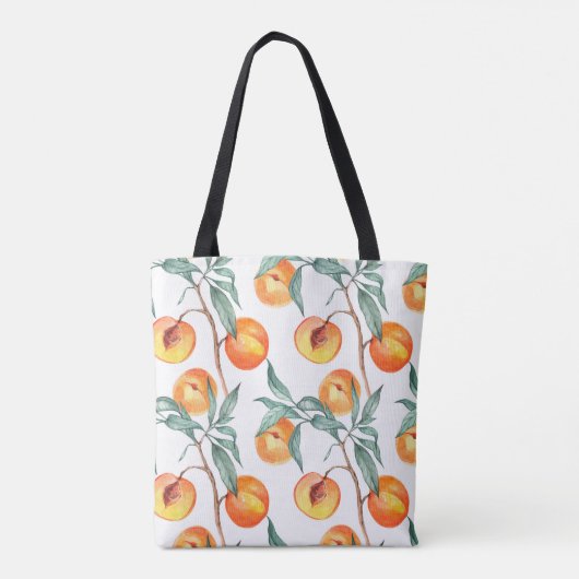 Tote Bag Motif d'aquarelle transparente avec pêches sur un (Dos)
