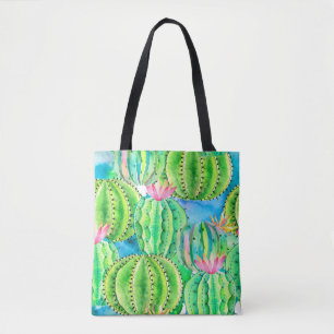 Tote Bag Motif d'aquarelle transparente de cactus. Somme fl