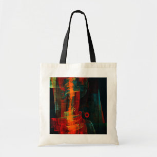 Tote Bag Motif d'art abstrait moderne orange bleu eau rouge