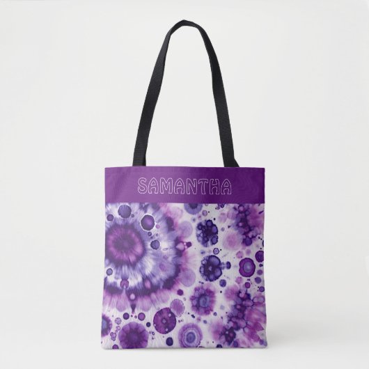 Tote Bag Motif d'art batik violet rose personnalisé (Devant)