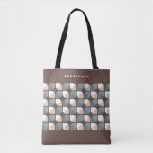 Tote Bag Motif d'art Brown beige gris bleu rétro (Devant)