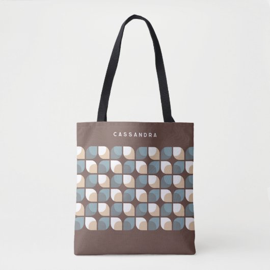 Tote Bag Motif d'art Brown beige gris bleu rétro (Devant)