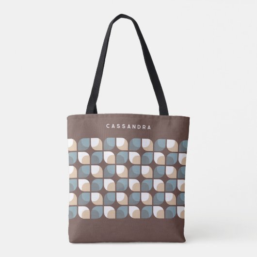 Tote Bag Motif d'art Brown beige gris bleu rétro (Dos)