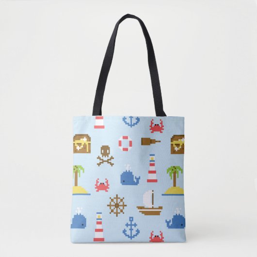 Tote Bag Motif d'art de mer de pixel (Devant)