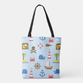 Tote Bag Motif d'art de mer de pixel (Dos)