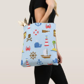 Tote Bag Motif d'art de mer de pixel (De près)