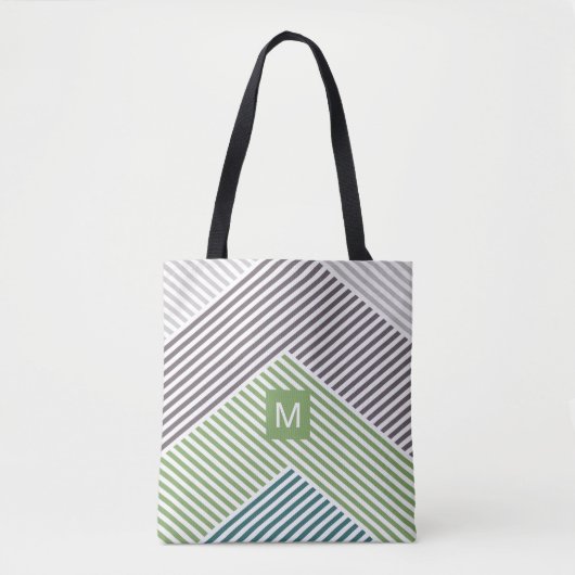 Tote Bag Motif d'art en bande diagonale personnalisé (Devant)