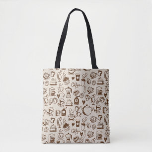 Tote Bag Motif d'art en ligne de salon de café vintage beig