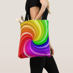 Tote Bag Motif d'art en spirale coloré tie-dye tourbillon a
