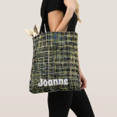 Tote Bag Motif d'art Lignes de grille jaune (De près)