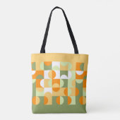 Tote Bag Motif d'art rétro bleu clair soleil orange orange (Dos)