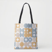 Tote Bag Motif d'art rétro gris gris bleu moutarde personna (Devant)