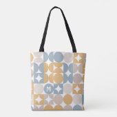 Tote Bag Motif d'art rétro gris gris bleu moutarde personna (Dos)