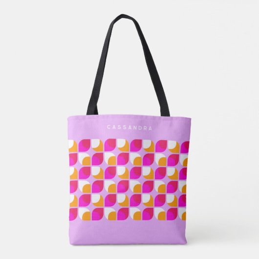 Tote Bag Motif d'art rétro rose orange rose d'été personnal (Dos)
